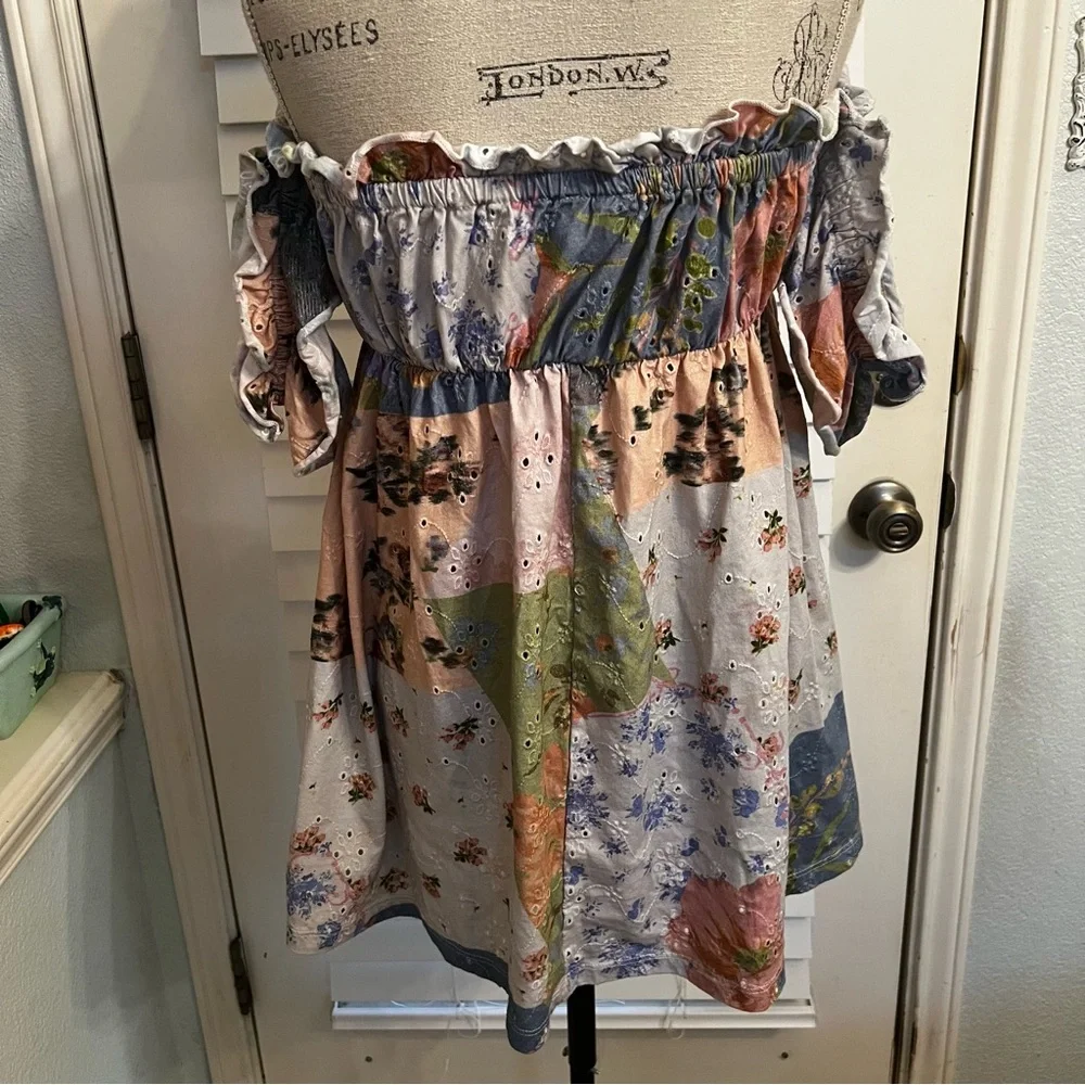 ASOS Floral Off-Shoulder Dress SIZE LARGE - Picture 6 of 7